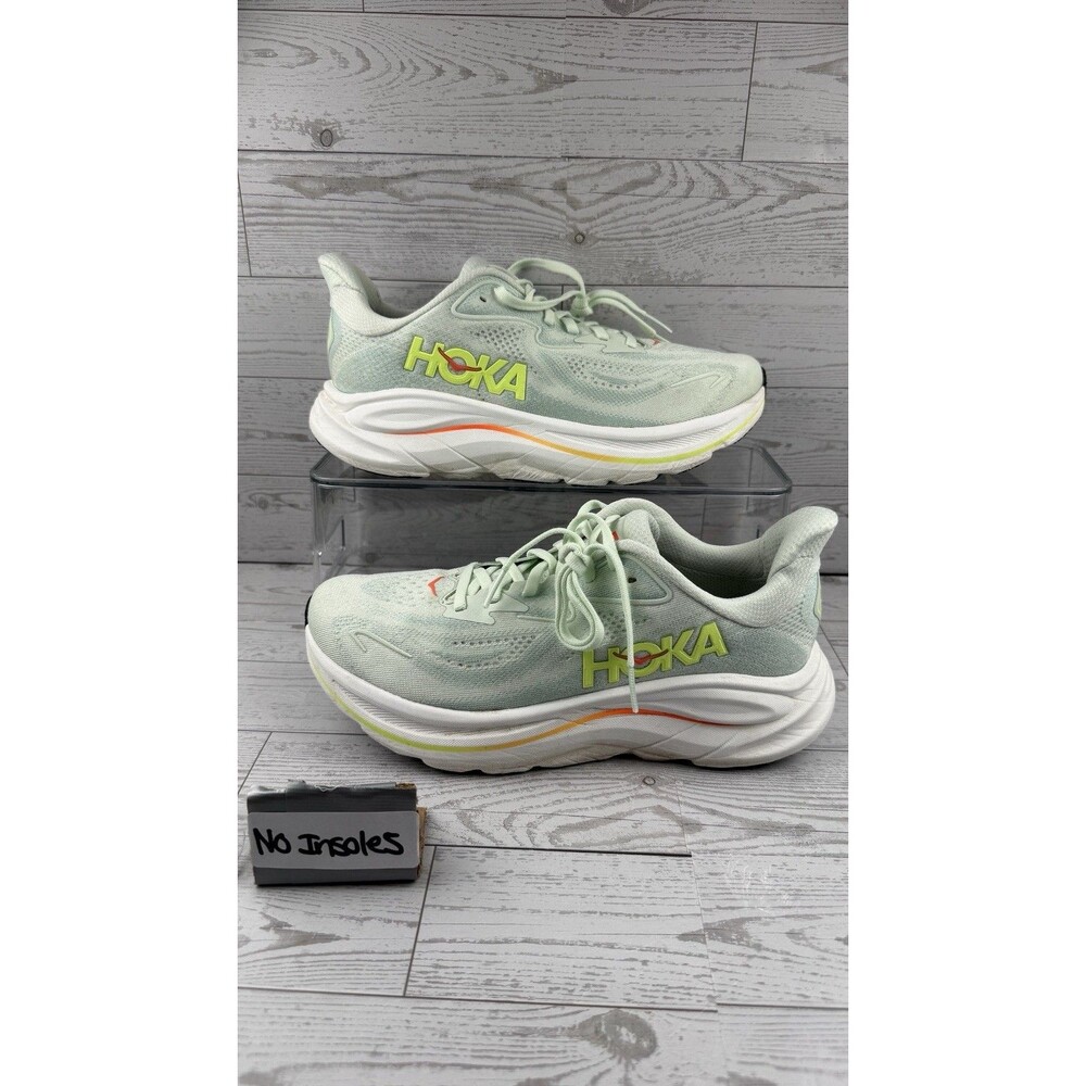 Hoka One One Clifton 10 Running Shoes Womens 8 B Green Sneakers Gym #584